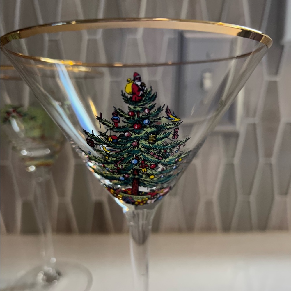 Spode Christmas Martini Glasses - set of 4.